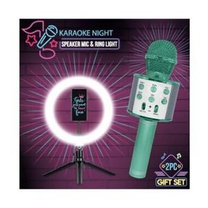 Gabba Goods Karaoke Night Set – Karaoke Mic Speaker with 10″ Ring Light